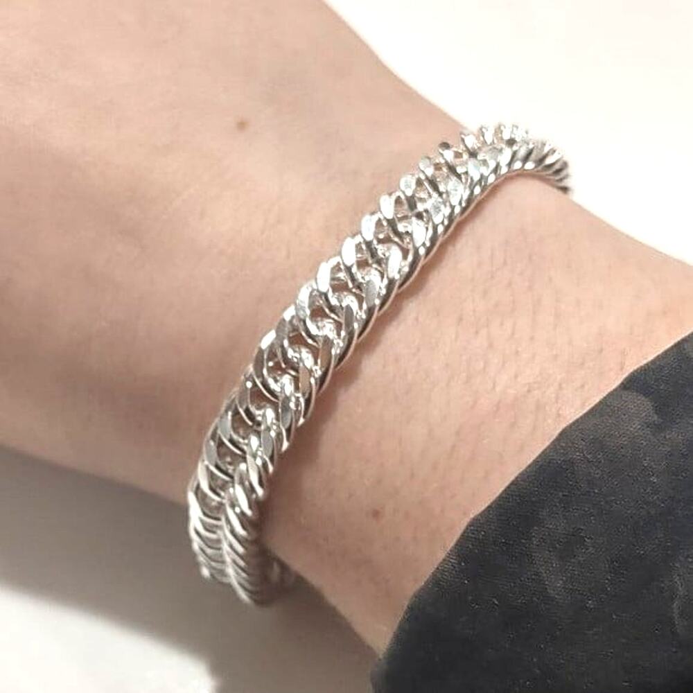 925 Silver Plated Necklace Bracelet Set Sterling 10mm Double Chain Valentine NEW